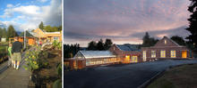 Student garden (left), front entrance to new music and science building (right) - Photo Credit: Opsis Architecture (left), Michael Mathers (right)