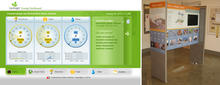 Earthright Engergy Dashboard (left) displays current building energy use online and on-site on an informational kiosk (right) - Photo Credit: Delta Controls (left), Opsis Architecture (right)